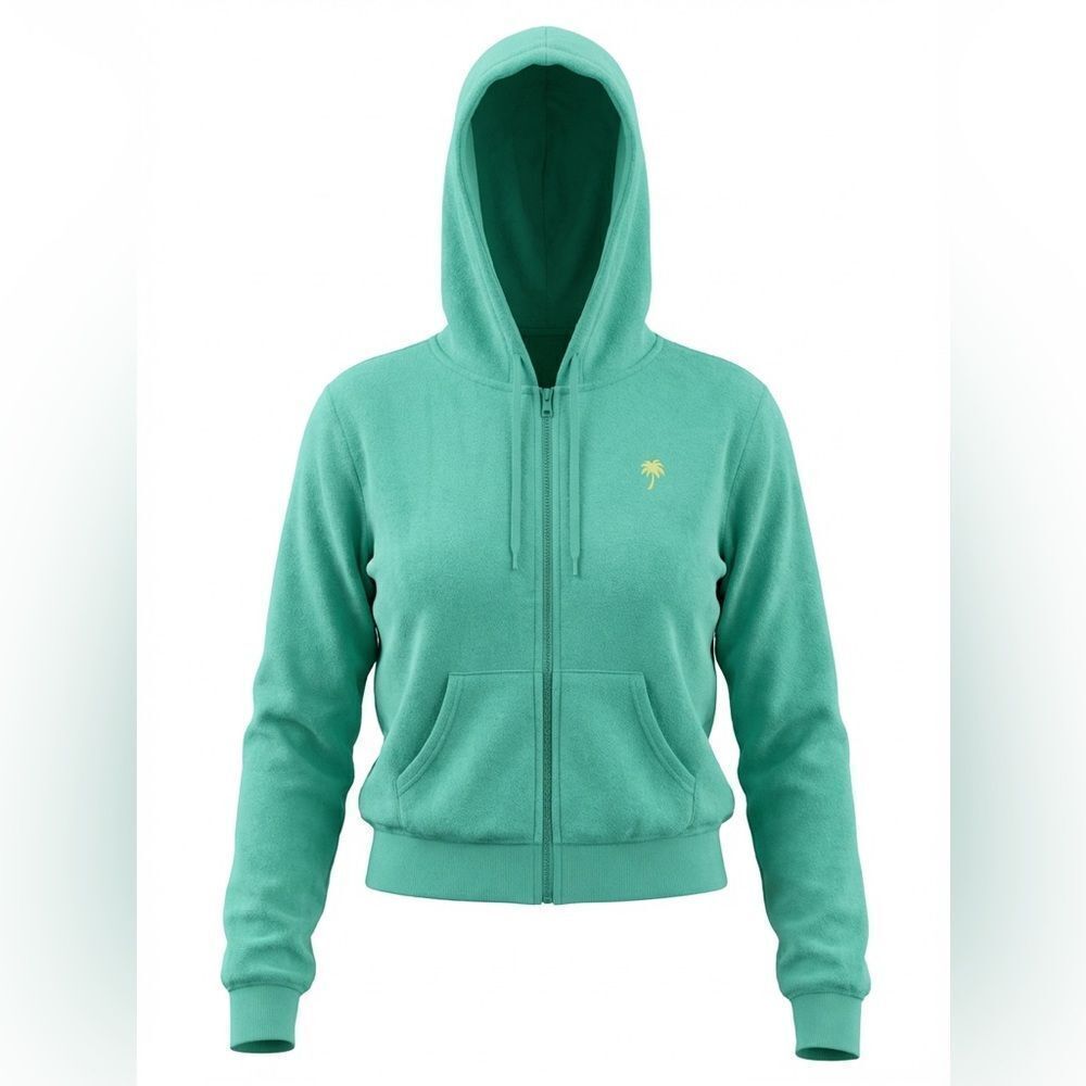 LILLY PULITZER WOMENS HOODED SWEAT JACKET TURQUOISE SIZE XS TERRY CLOTH
